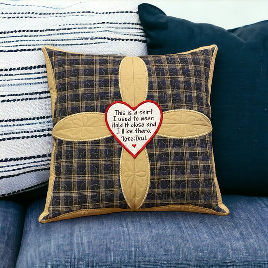 Embroidered Cathedral Window  Memory Pillow From Loved One's Clothing