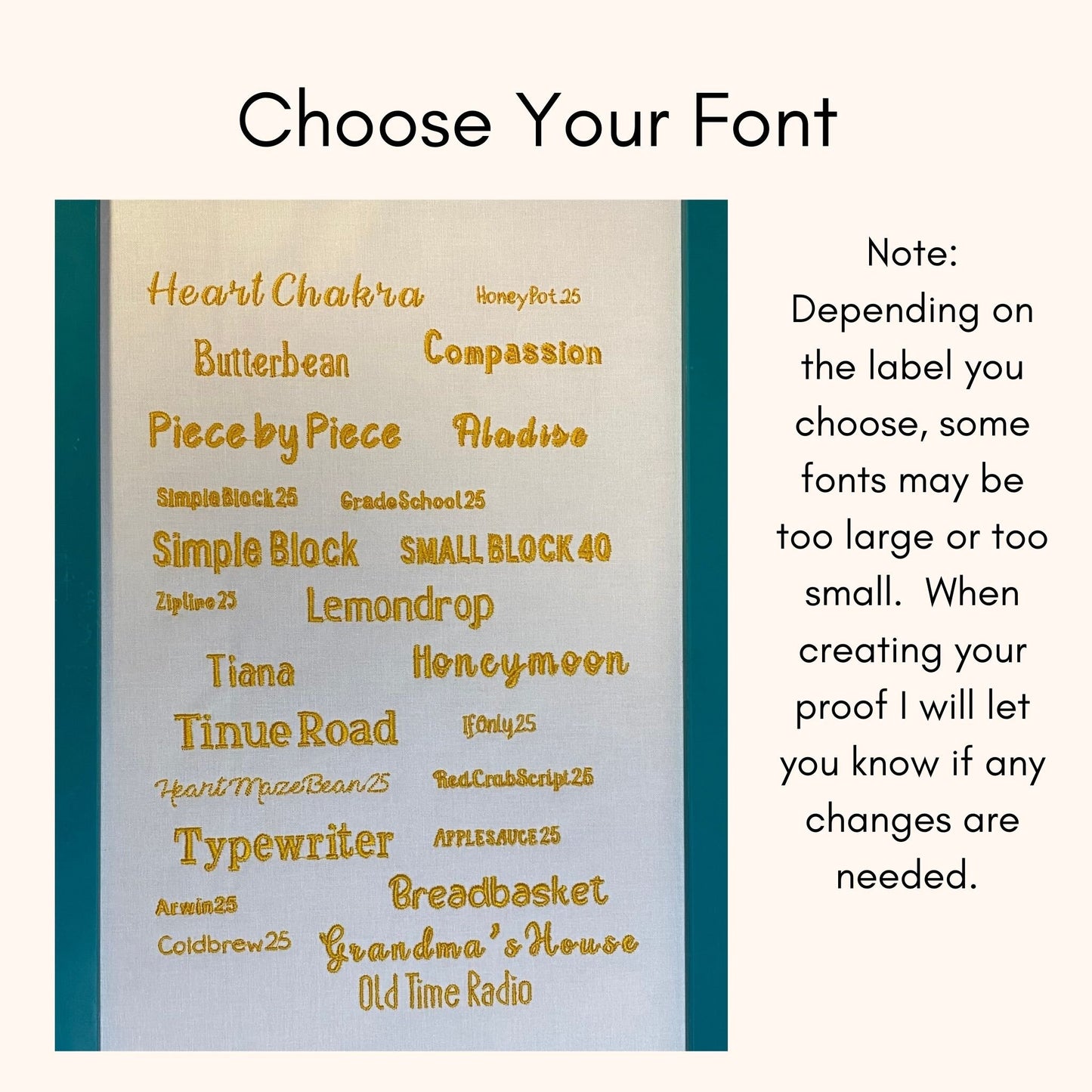 Custom Embroidered Floral Garden Quilt Label