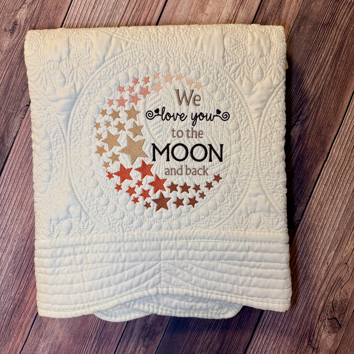 Moon And Back Neutral Colors Heirloom Baby Quilt