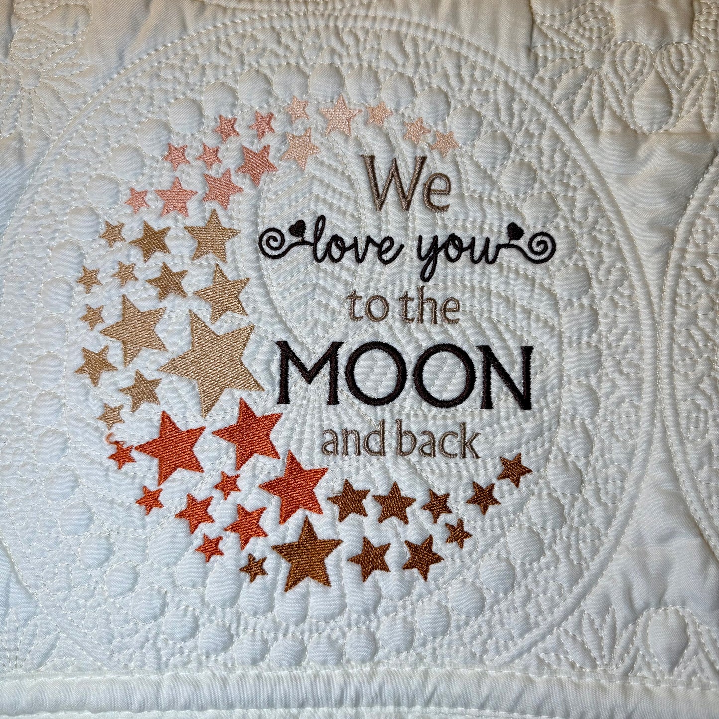 Moon And Back Neutral Colors Heirloom Baby Quilt