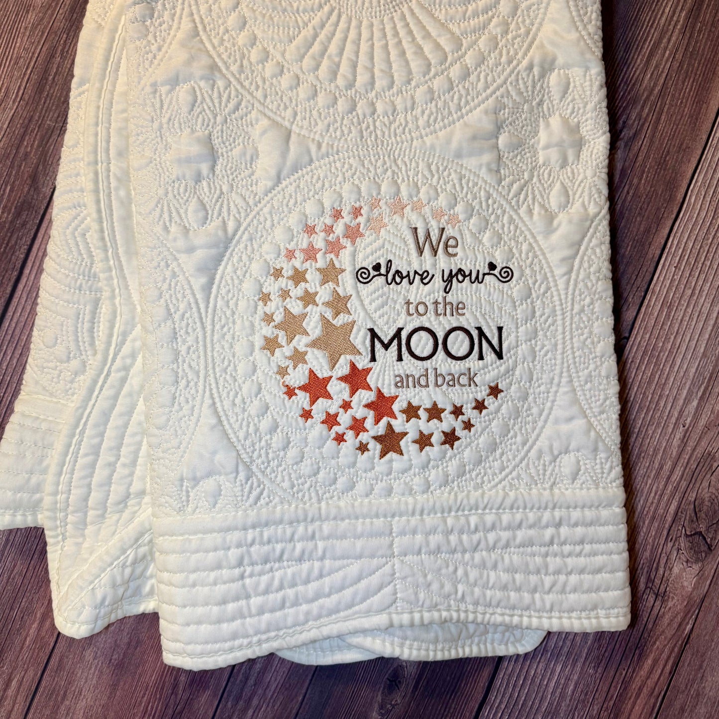 Moon And Back Neutral Colors Heirloom Baby Quilt