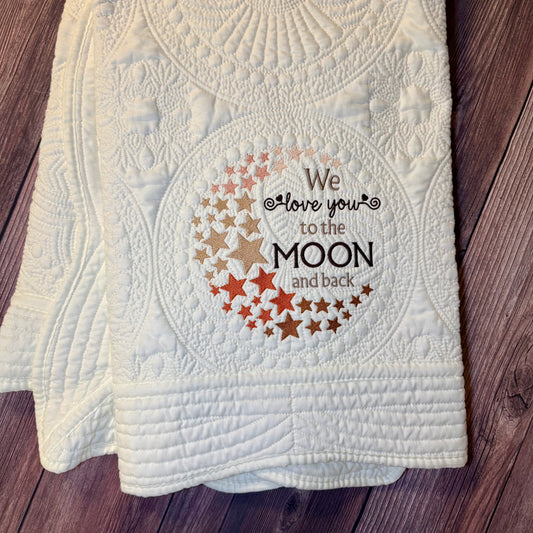 Moon And Back Neutral Colors Heirloom Baby Quilt
