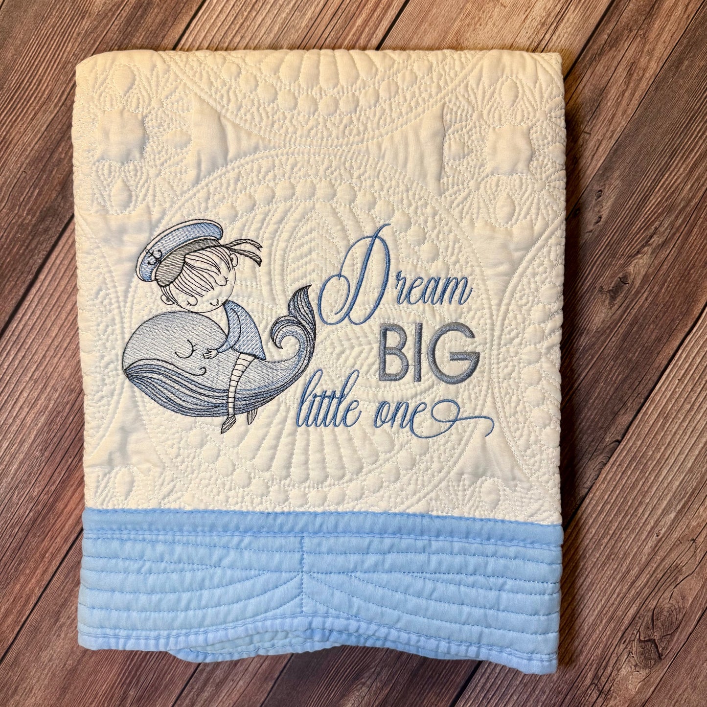 Dream Big Little One Boy Heirloom Baby Quilt