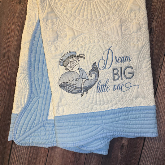 Dream Big Little One Boy Heirloom Baby Quilt