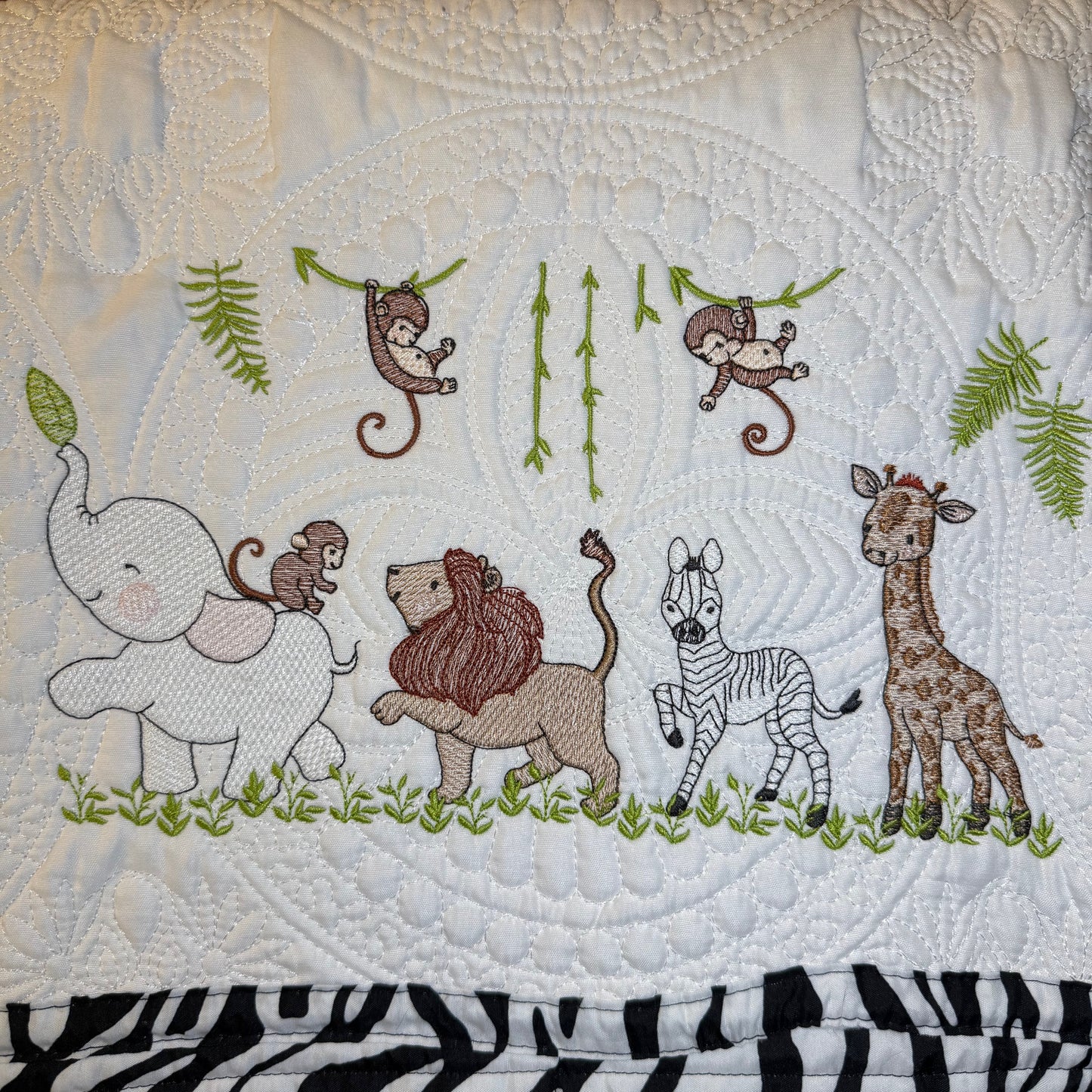 Safari Animal Zebra Trim Heirloom Baby Quilt
