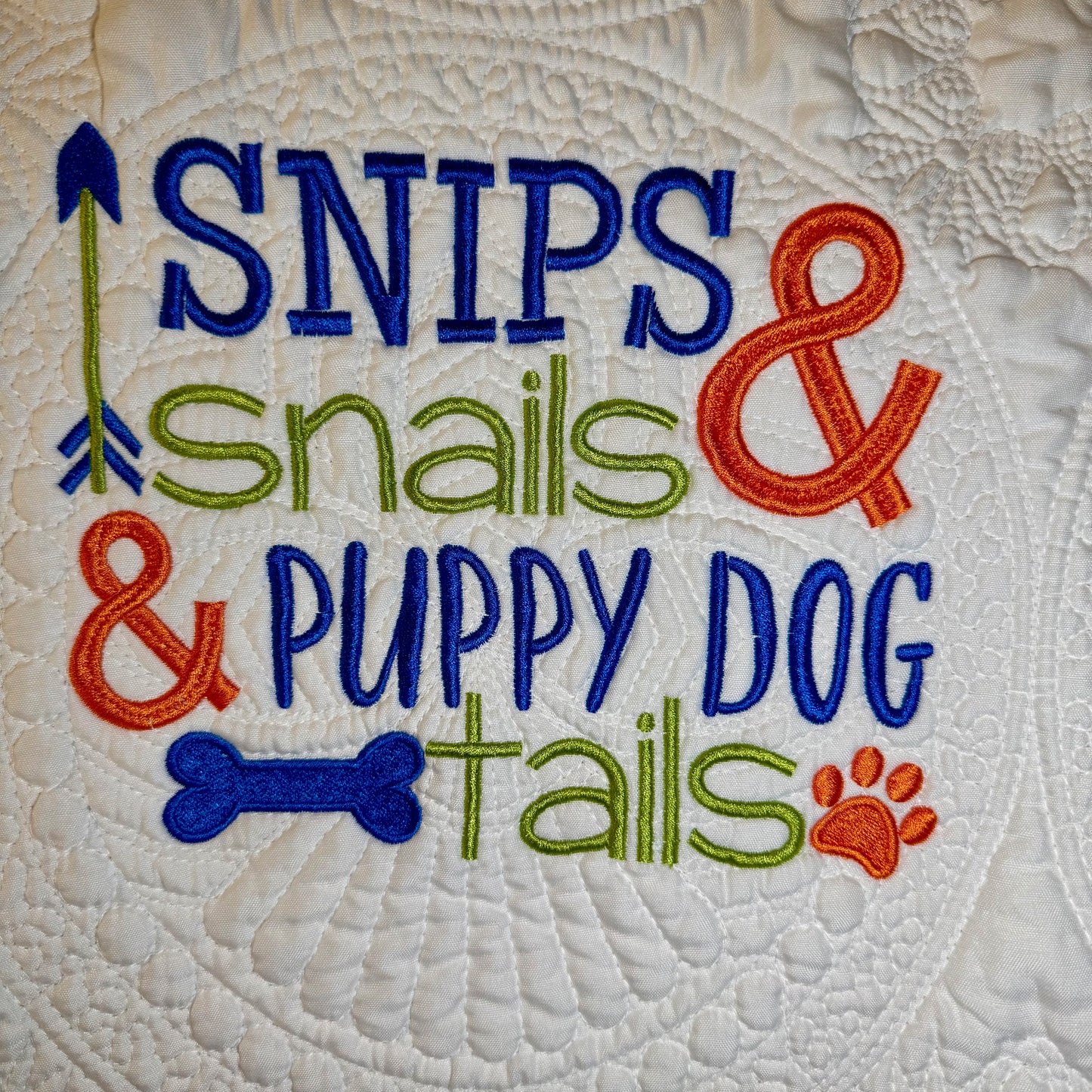 Snips & Snails Heirloom Baby Quilt