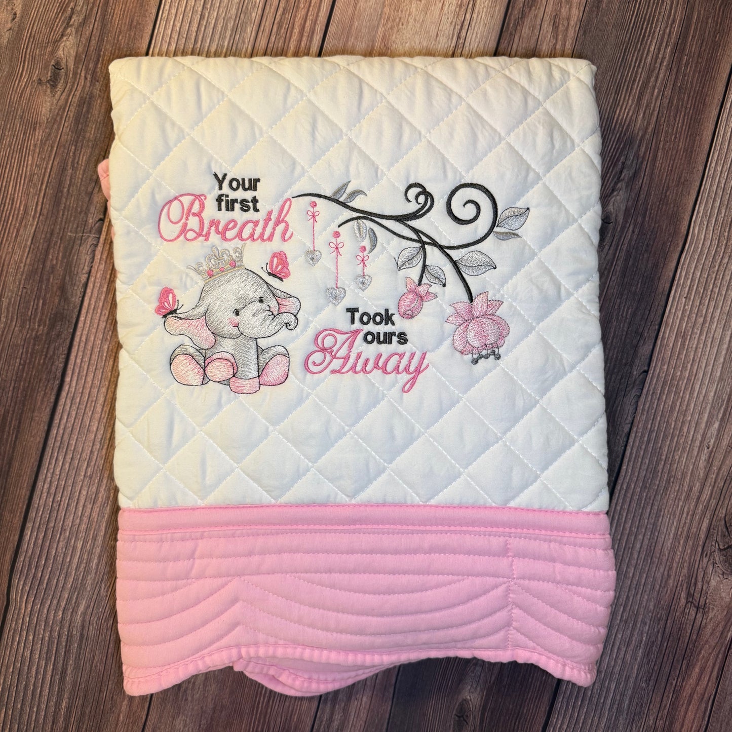 Elephant Princess Heirloom Baby Quilt
