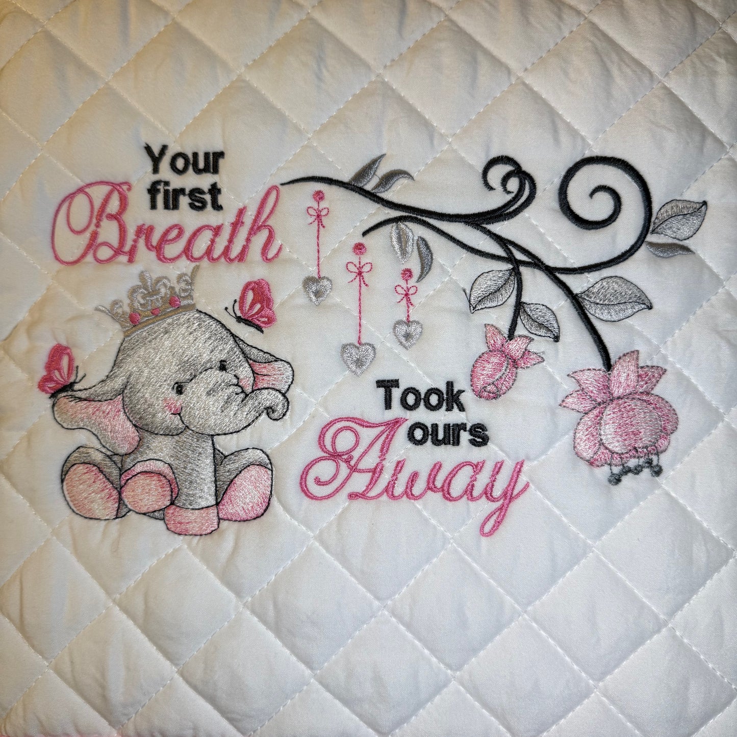 Elephant Princess Heirloom Baby Quilt