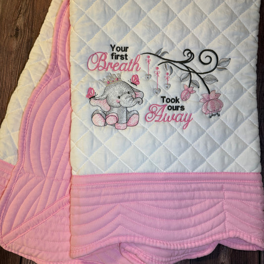 Elephant Princess Heirloom Baby Quilt