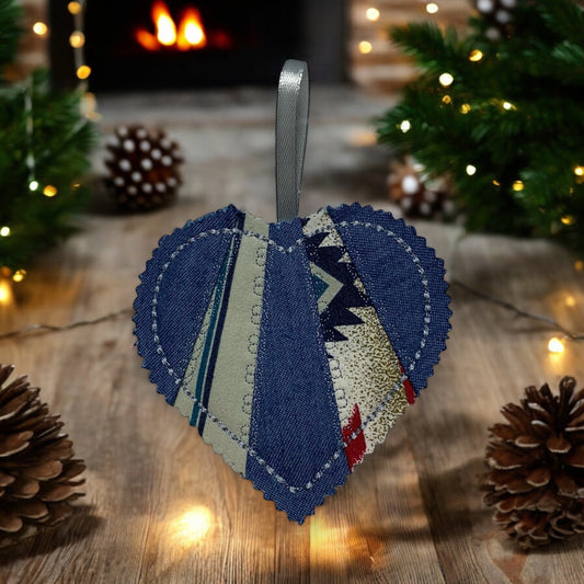 Heart Memory Ornament Created From Loved One's Clothing and Personalized