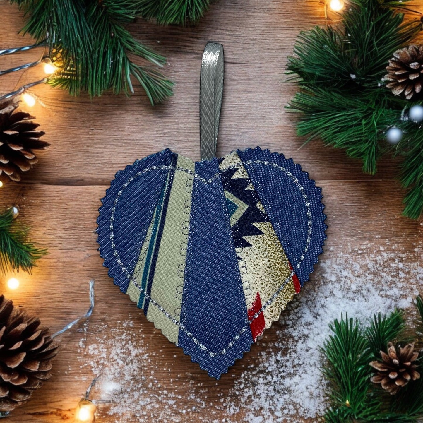 Heart Memory Ornament Created From Loved One's Clothing and Personalized