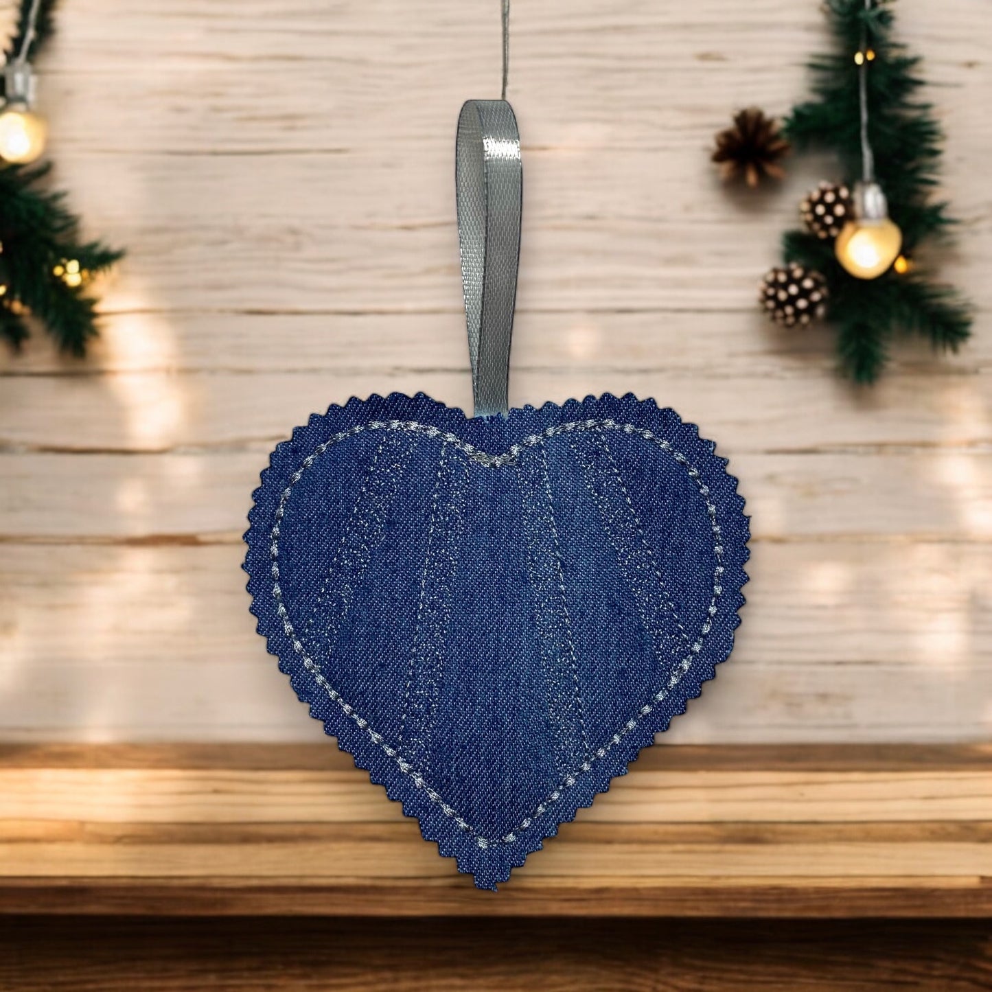 Heart Memory Ornament Created From Loved One's Clothing and Personalized