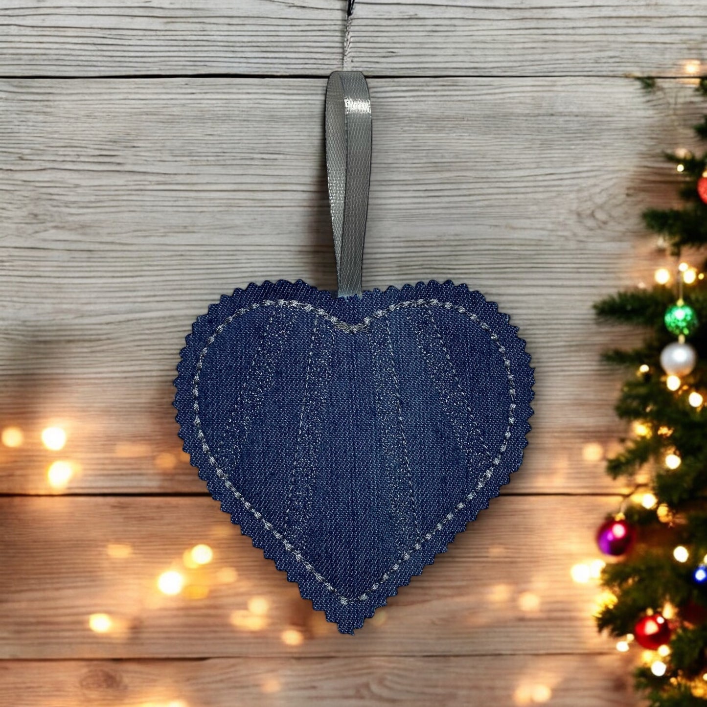 Heart Memory Ornament Created From Loved One's Clothing and Personalized