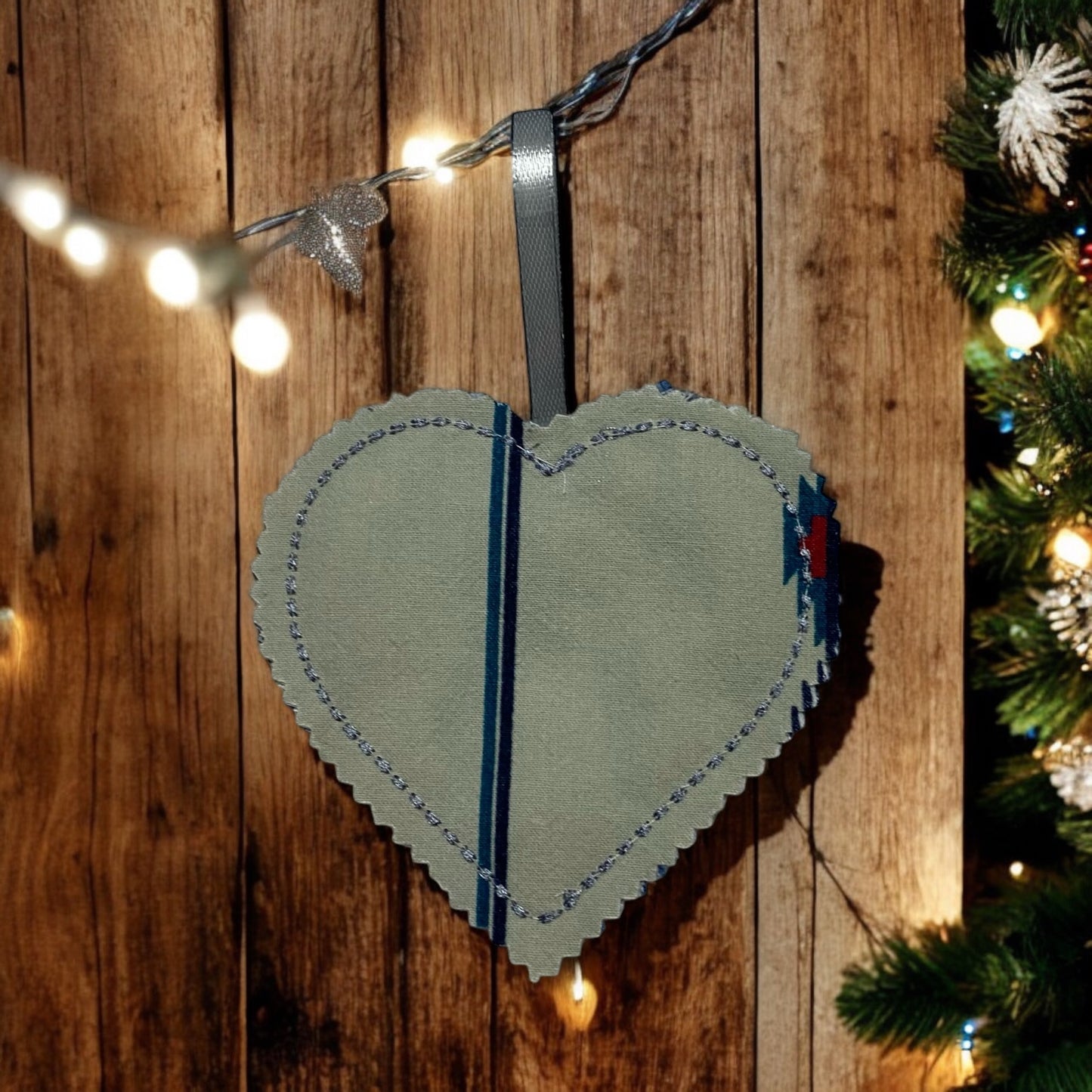 Heart Memory Ornament Created From Loved One's Clothing and Personalized