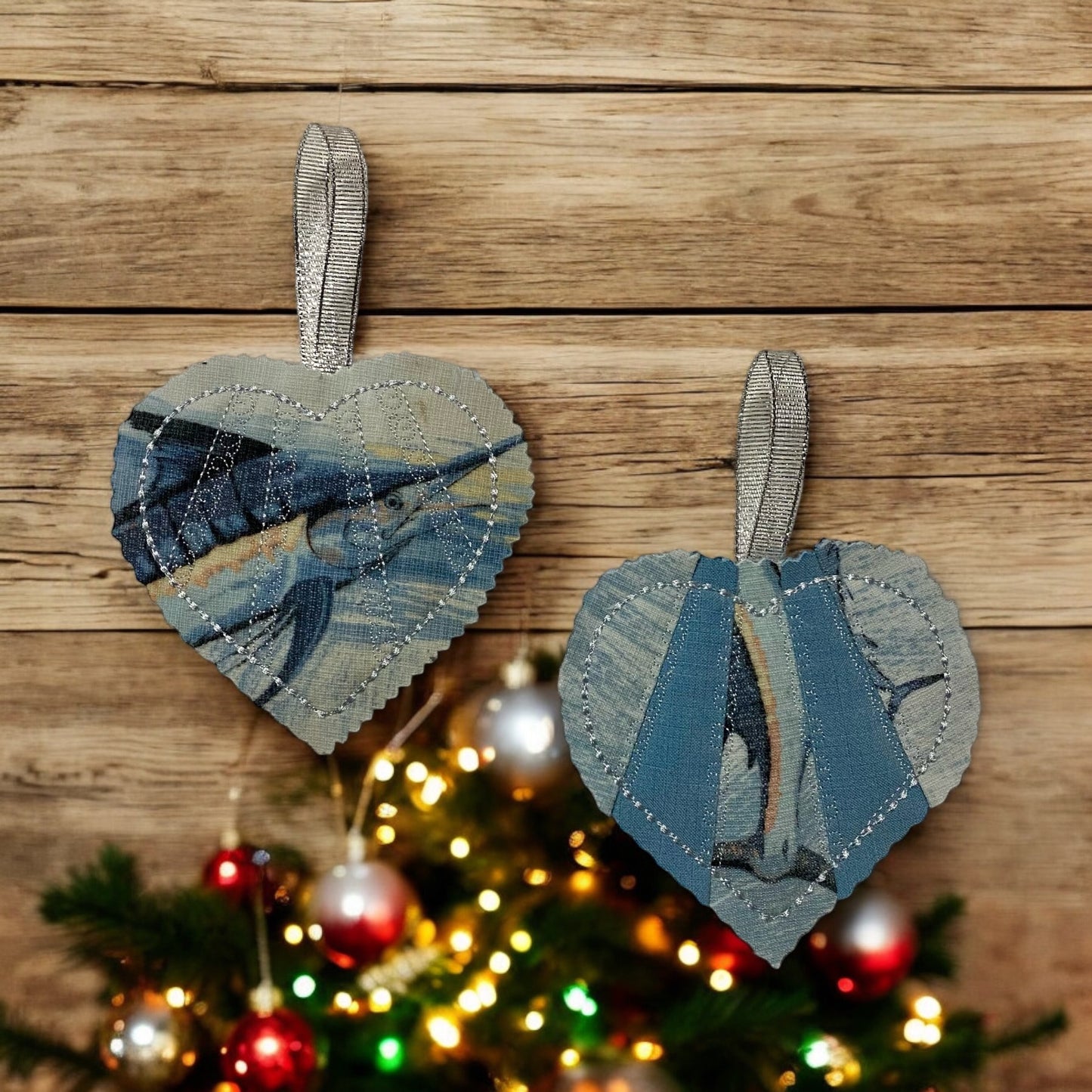 Heart Memory Ornament Created From Loved One's Clothing and Personalized