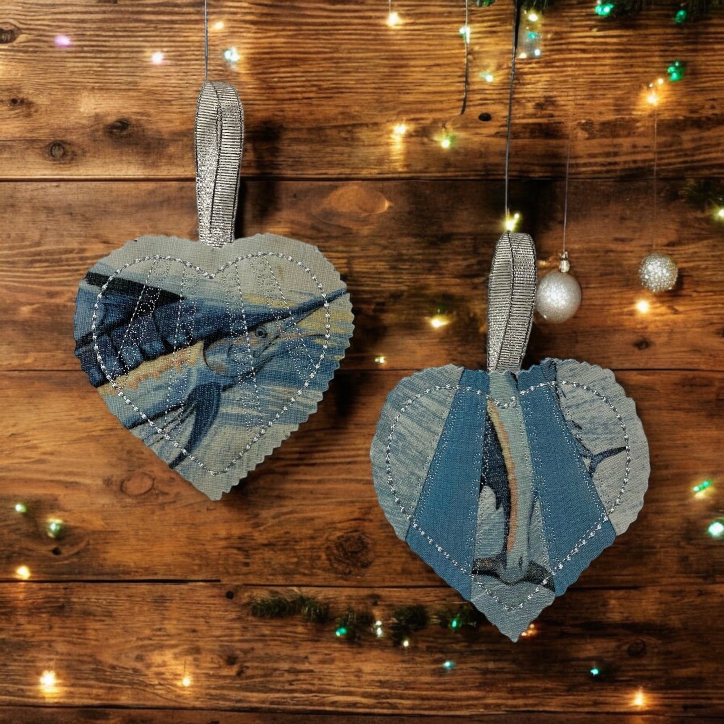 Heart Memory Ornament Created From Loved One's Clothing and Personalized