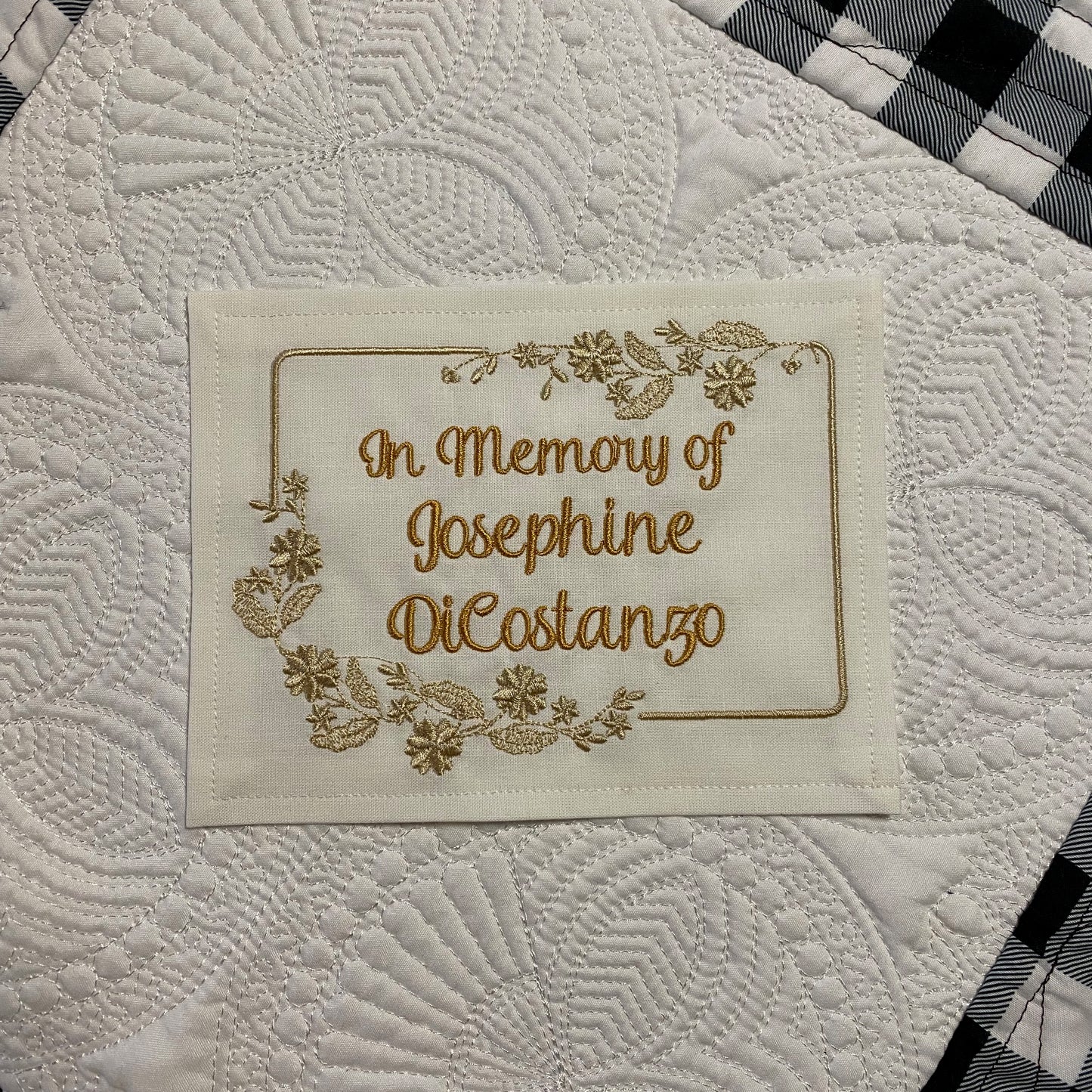 Custom Embroidered Floral Quilt Label | Personalized Quilt Tag
