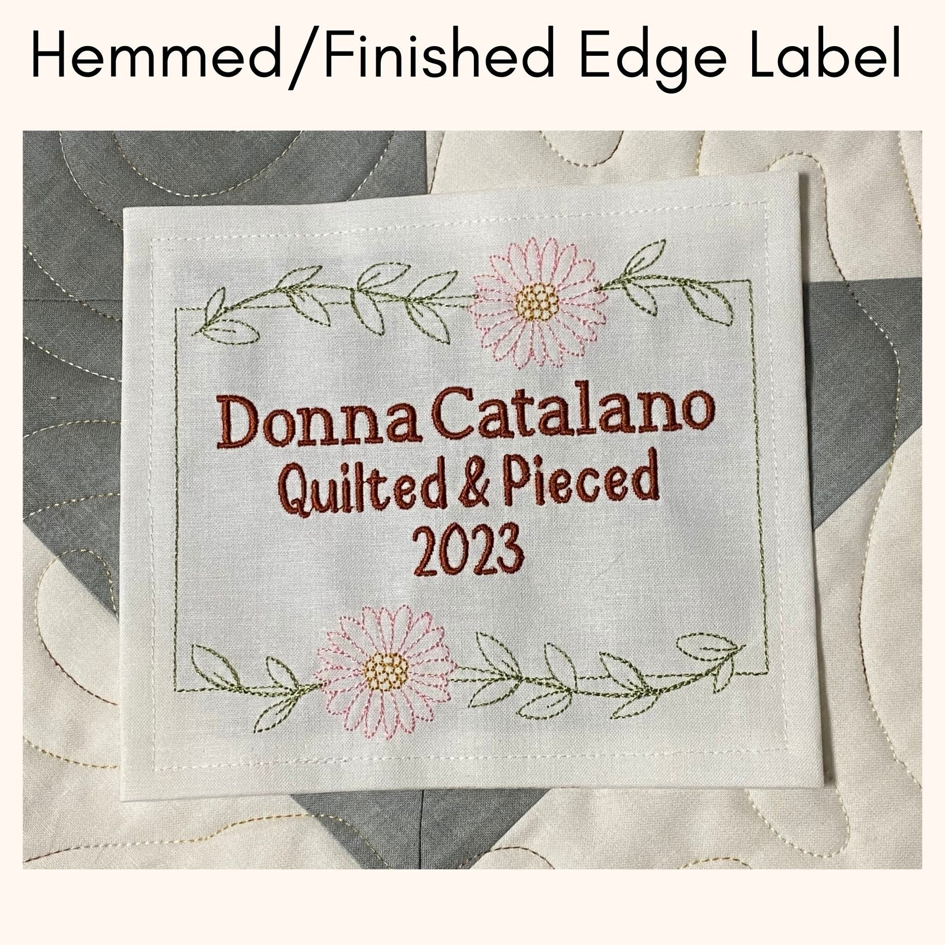 Custom Embroidered Daisy Quilt Label | Embroidered Quilt Label | Floral Personalized Quilt Label | Custom Embroidered Quilt Label