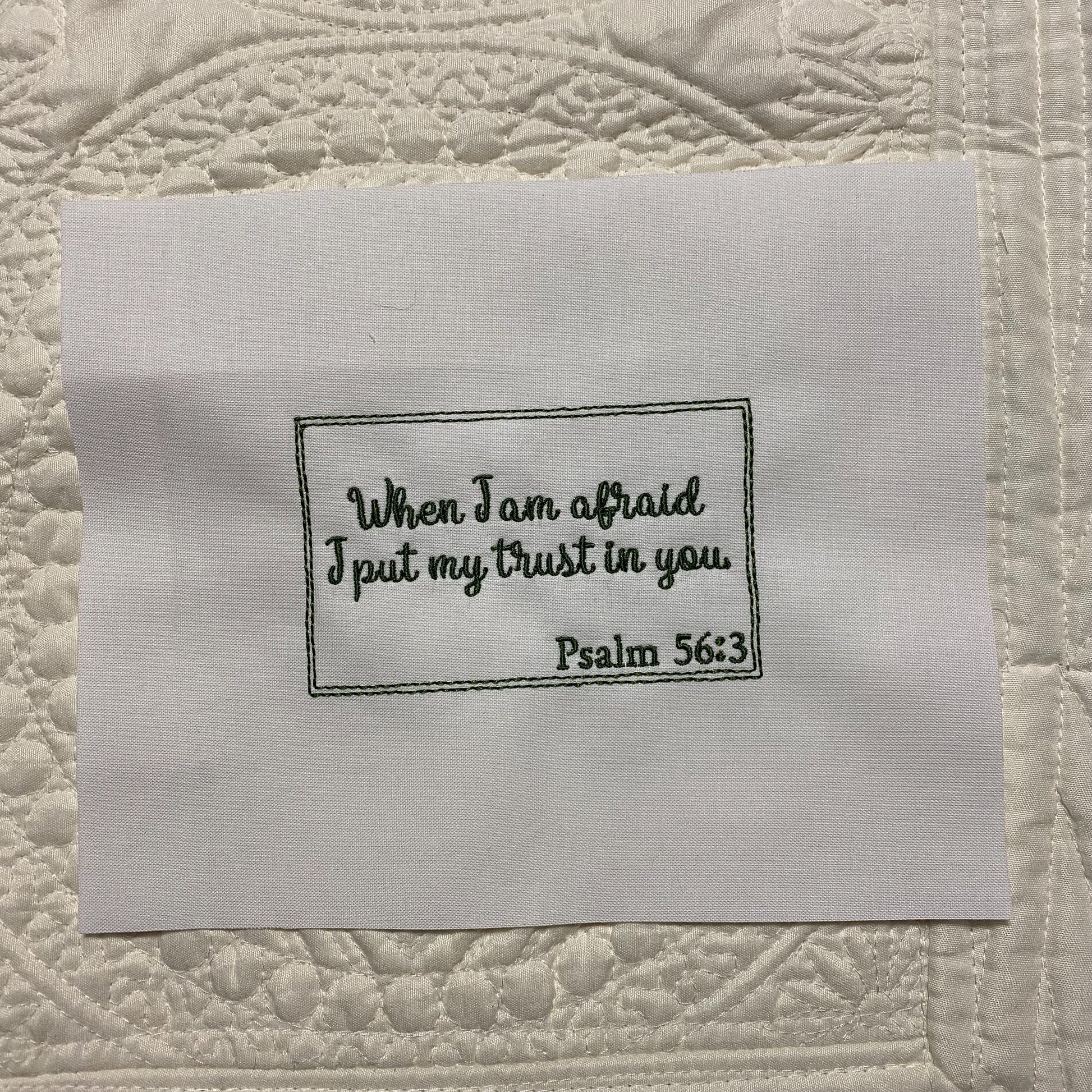 Custom Embroidered Bible Verse Label For Bible Cover - Quilt - Pillow