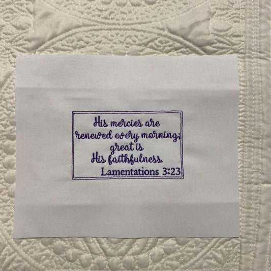 Custom Embroidered Bible Verse Label For Bible Cover - Quilt - Pillow