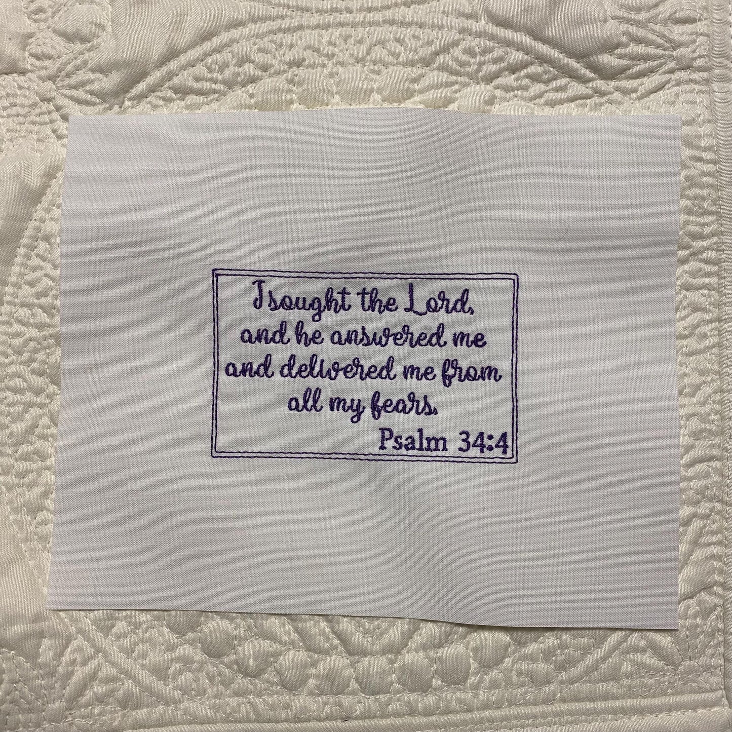 Custom Embroidered Bible Verse Label For Bible Cover - Quilt - Pillow