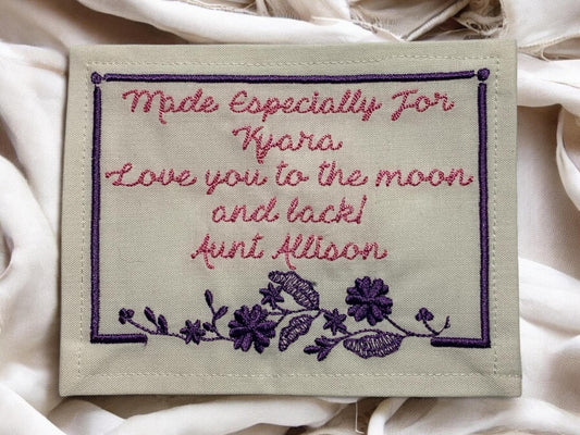 Custom Embroidered Floral Quilt Label | Personalized Quilt Label | Small Quilt Label