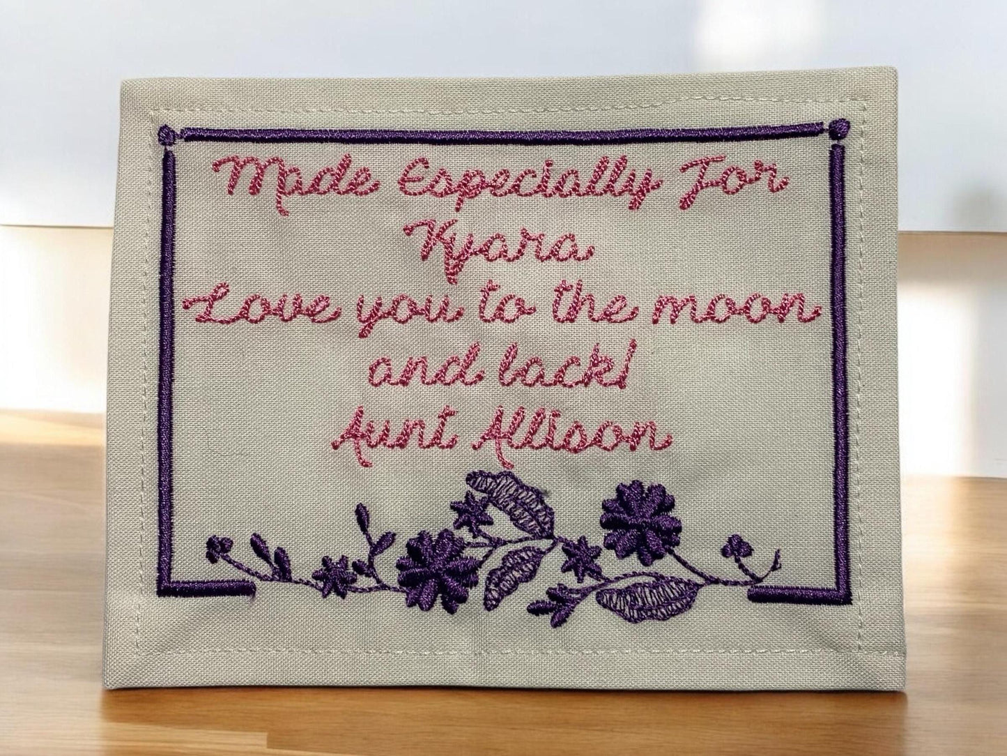 Custom Embroidered Floral Quilt Label | Personalized Quilt Label | Small Quilt Label