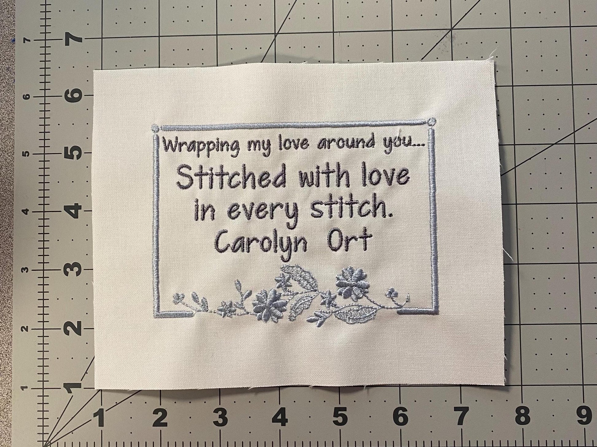 Custom Embroidered Floral Quilt Label | Personalized Quilt Label | Small Quilt Label