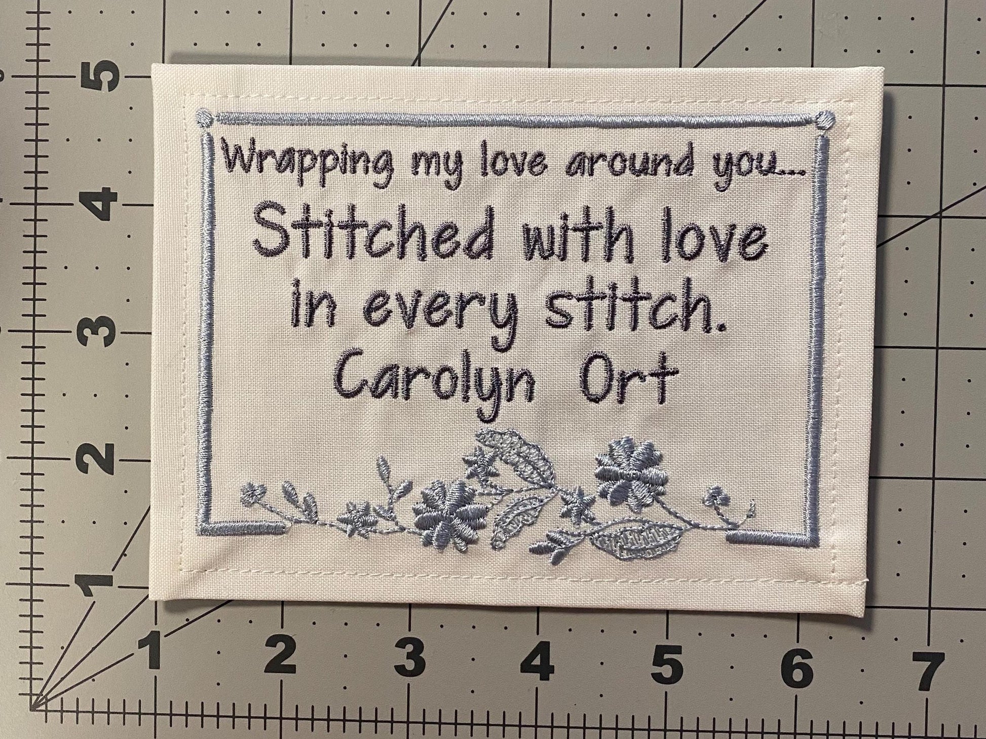 Custom Embroidered Floral Quilt Label | Personalized Quilt Label | Small Quilt Label