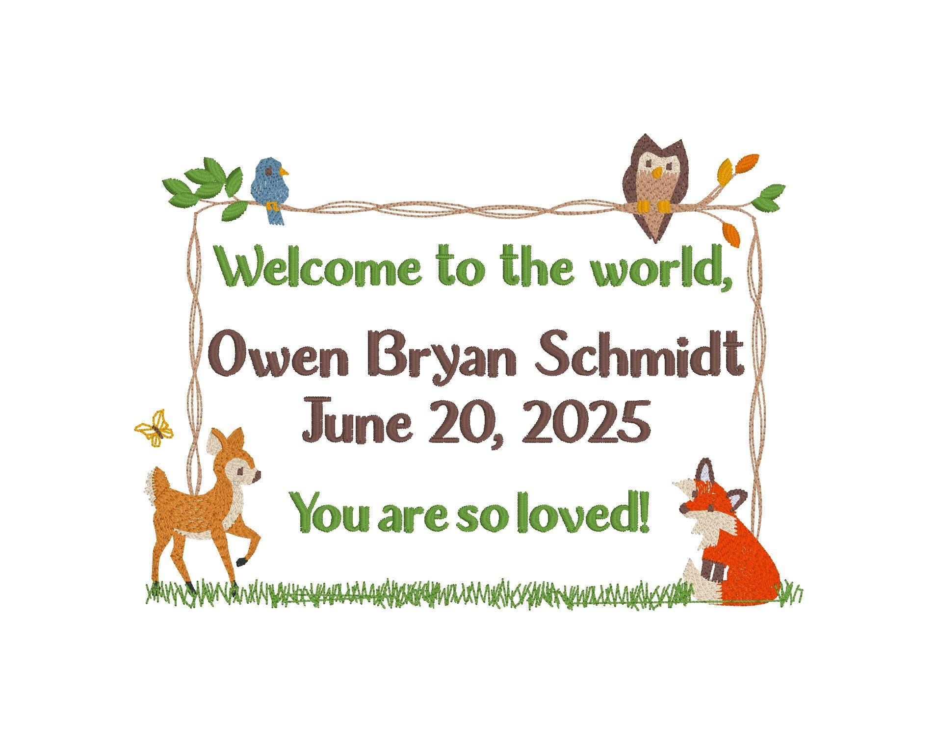 Woodland Animal Forest Embroidered Quilt Label - Personalized