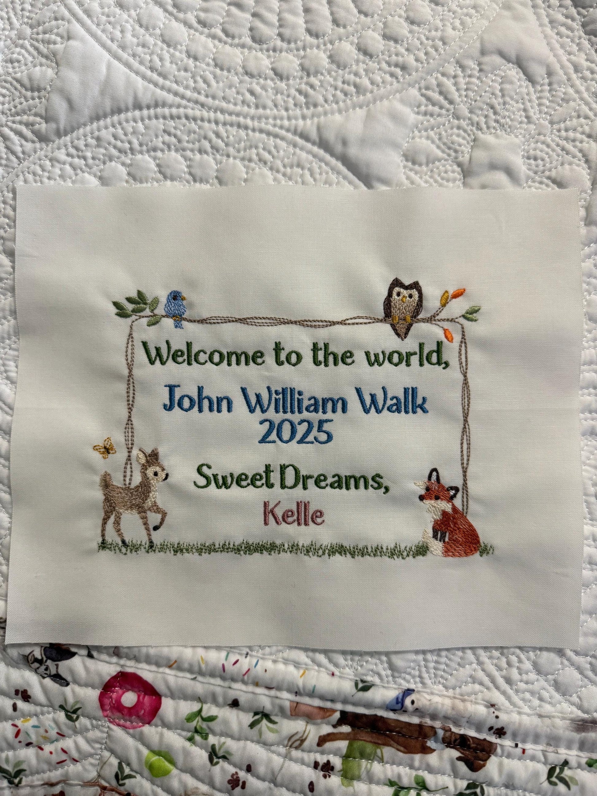 Woodland Animal Forest Embroidered Quilt Label - Personalized