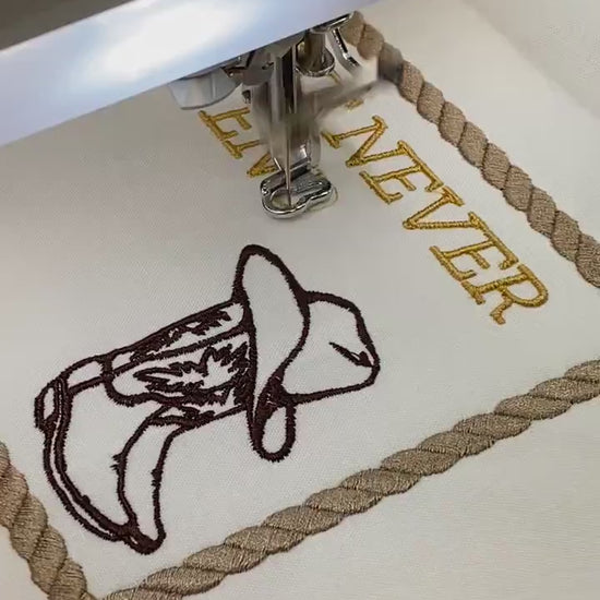 Custom Embroidered Cowboy Boot Hat Rope Quilt Label |Personalized Quilt Label | Custom Embroidered Boot Quilt Label