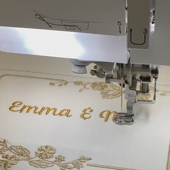 Custom Embroidered Wedding Ring Quilt Label | Embroidered Wedding Quilt Label | Personalized Quilt Label | Custom Embroidered Quilt Label